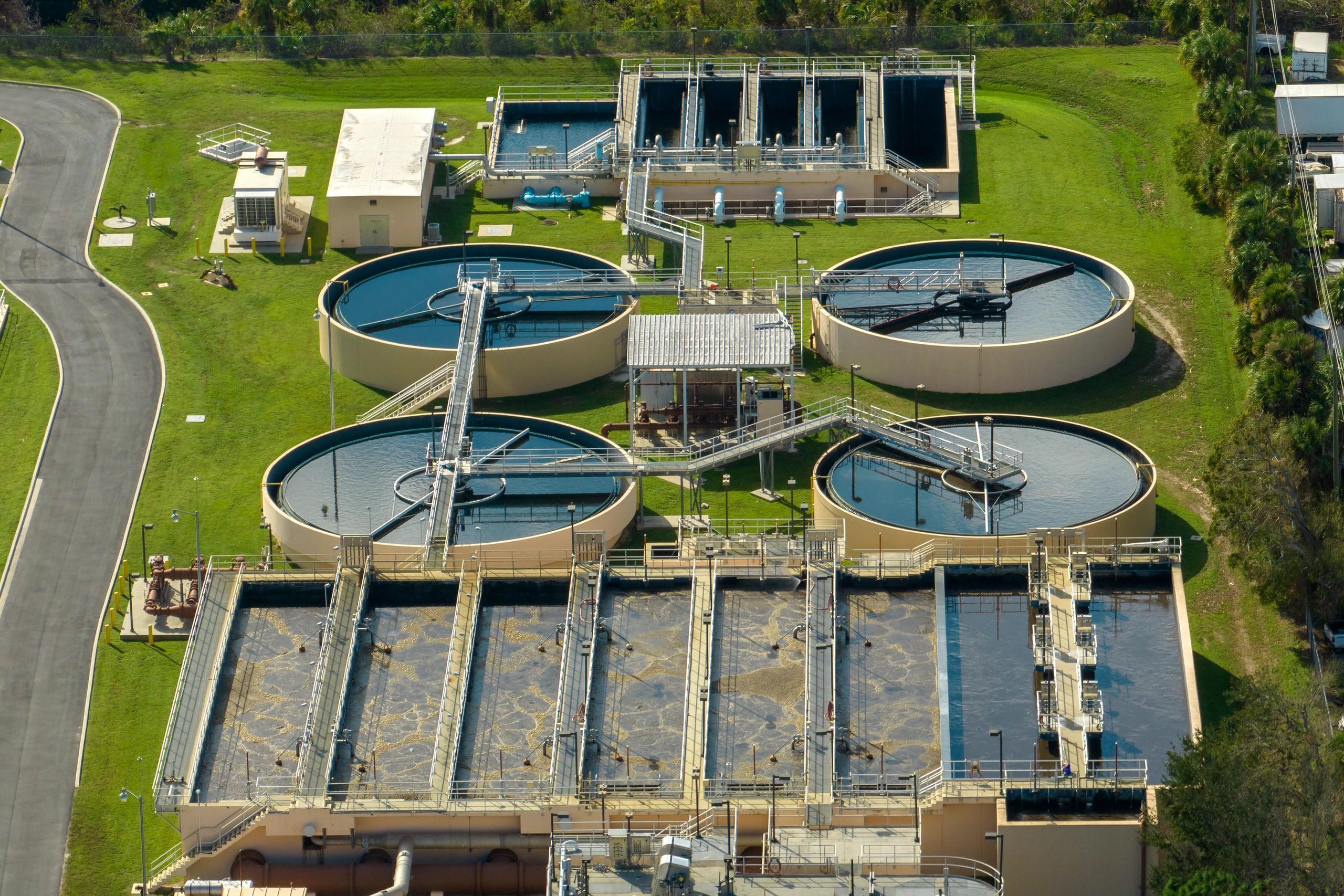 Aerial view of a water treatment facility
